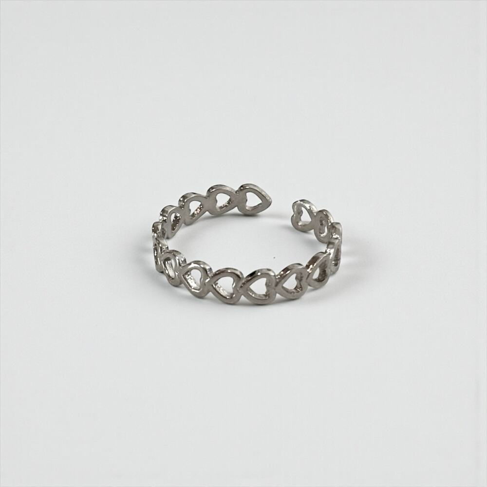 Heart Shape Silver Adjustable Ring - Picture 4 of 4
